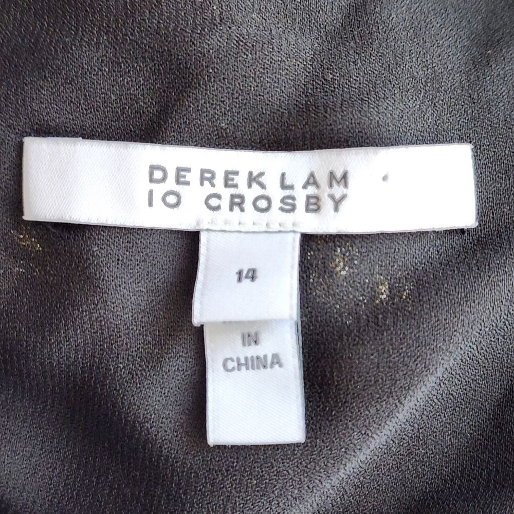 DEREK LAM 10 Crosby Ellie Black Gold Polka Dot Blouse Size 14 - Picture 7 of 8